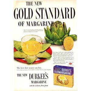 1952 Durkee's Margarine Vintage Print Ad Artichoke Hearts 50s Cooking Wall Art